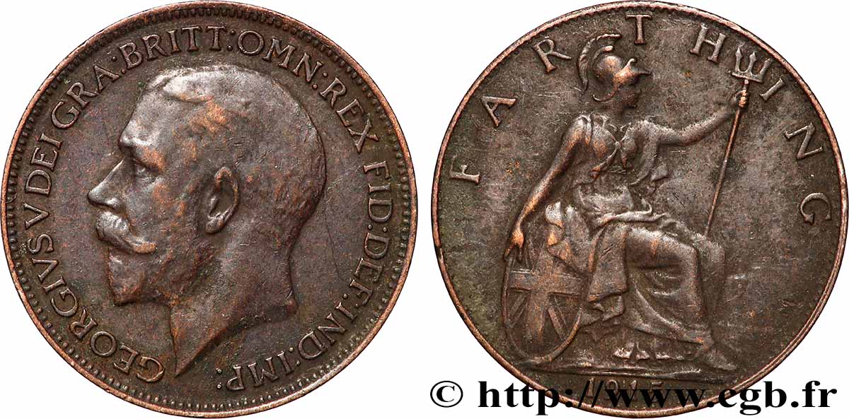 REGNO UNITO 1 Farthing Georges V 1915 Londres BB 