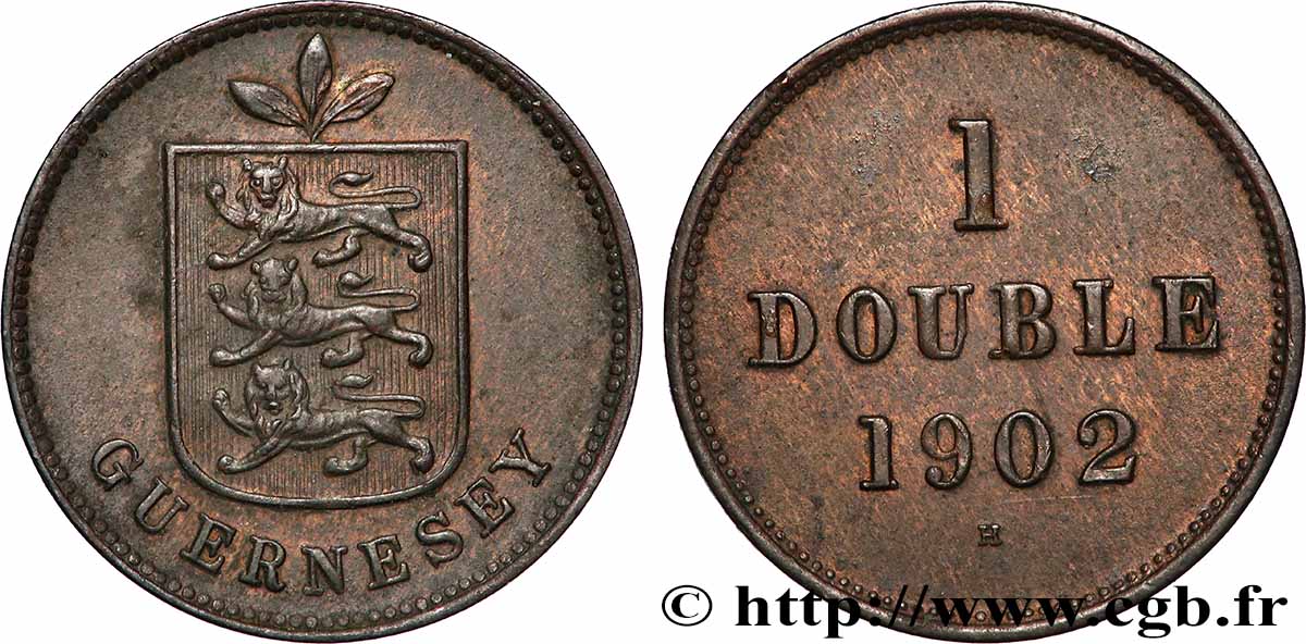 GUERNSEY 1 Double 1902 Heaton q.SPL 