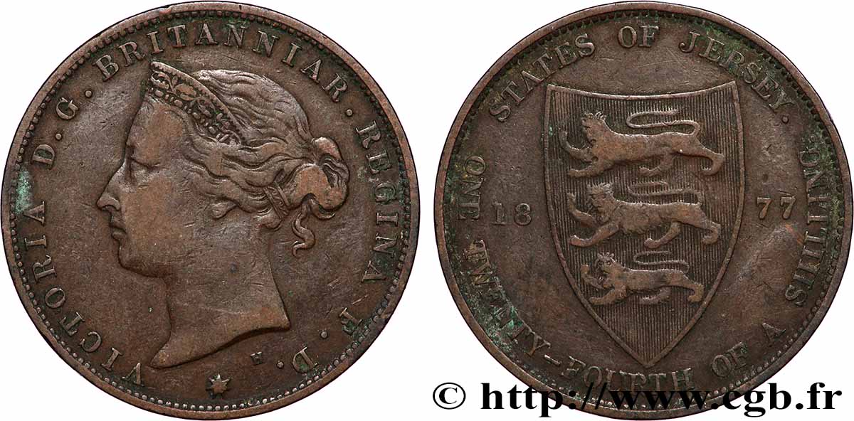 JERSEY 1/24 Shilling Victoria 1877 Heaton fSS 