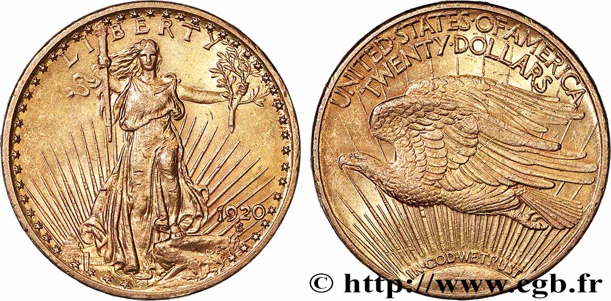 GOLD-, PALLADIUM- UND PLATIN-INVESTITIONEN 20 Dollars &nbsp;Saint-Gaudens” 1920 Philadelphie fVZ 