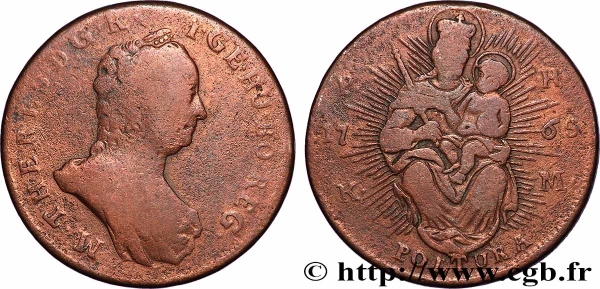 HUNGARY 1 Poltura Marie-Thérèse 1765 Schmöllnitz VF 