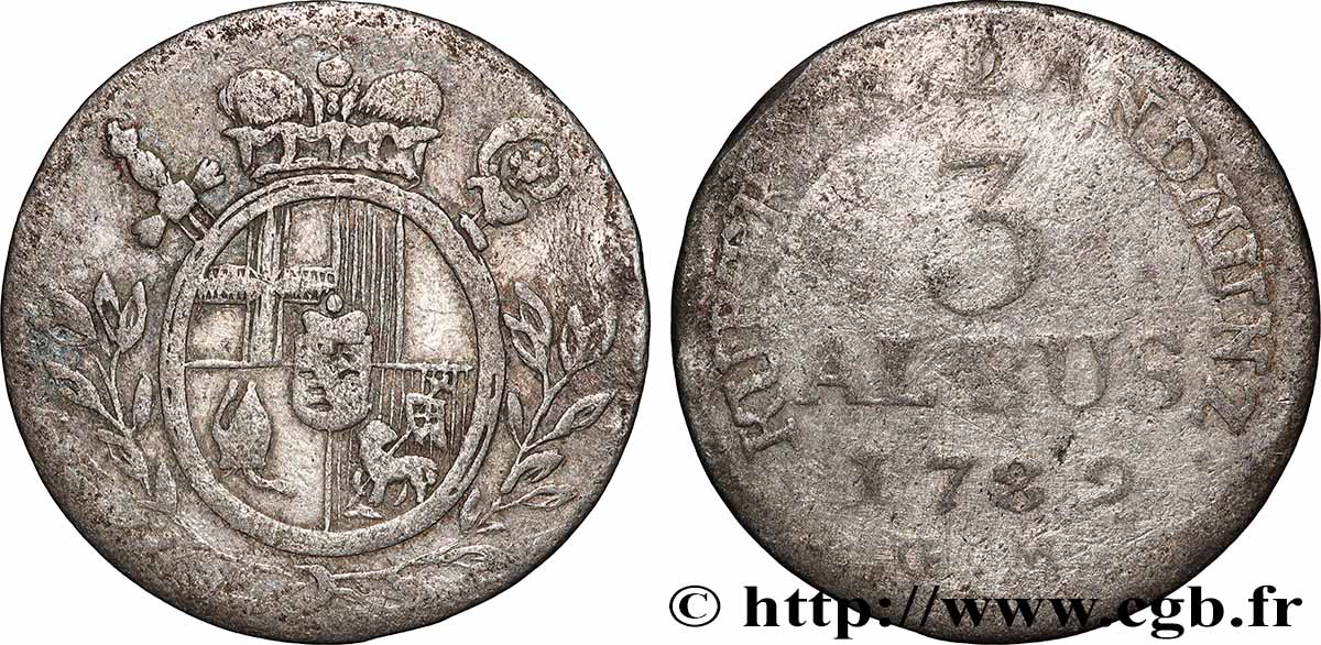 ALLEMAGNE - TRÈVES 3 Albus 1782  TB+ 