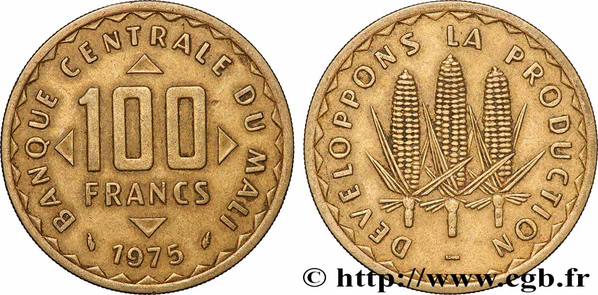MALI 100 Francs épis de mais 1975 Paris q.SPL 