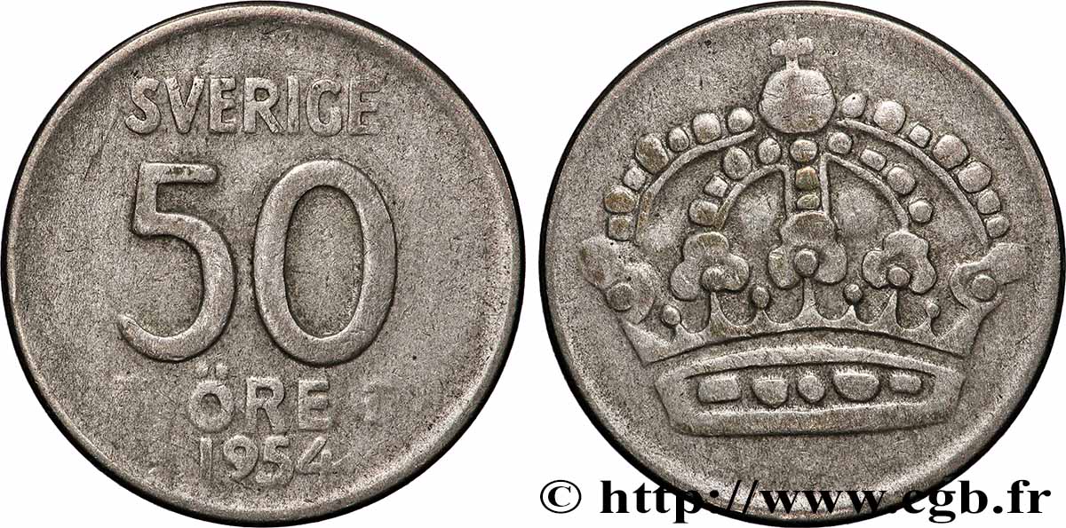 SCHWEDEN 50 Ore 1954 Kungsholmen SS 