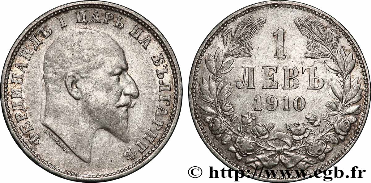 BULGARIE 1 Lev Ferdinand Ier 1910  TTB 