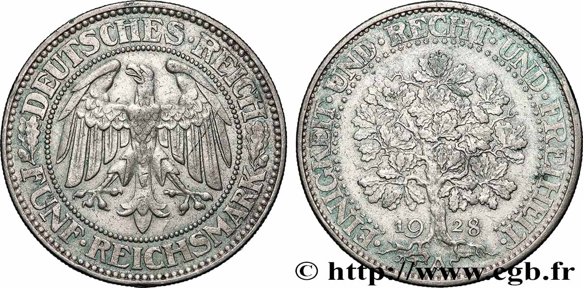ALEMANIA 5 Reichsmark 1928 Berlin MBC+ 