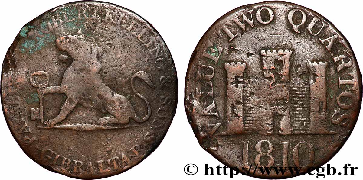 GIBRALTAR 2 Quartos Robert Keeling & Sons 1810  B 