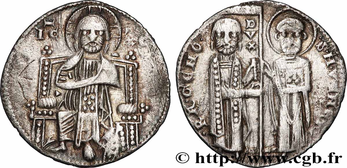 ITALY - VENICE - RENIERO ZENO (45th doge) Grosso ou Matapan c. 1253-1268 Venise XF 