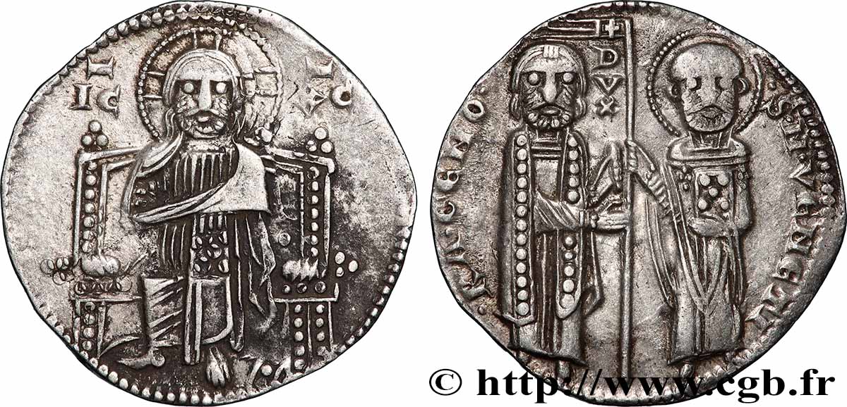 ITALY - VENICE - RENIERO ZENO (45th doge) Grosso ou Matapan c. 1253-1268 Venise XF 