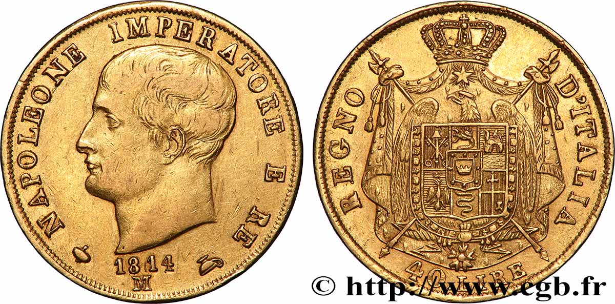 ORO, PALLADIO E PLATINO: INVESTIMENTI 40 Lire 1814 Milan q.SPL 