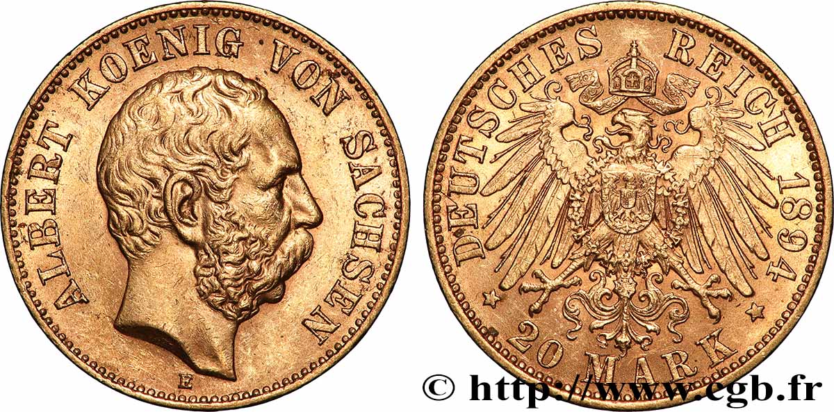 OR, PALLADIUM ET PLATINE INVESTISSEMENT 20 Mark Albert 1894 Dresde SUP 