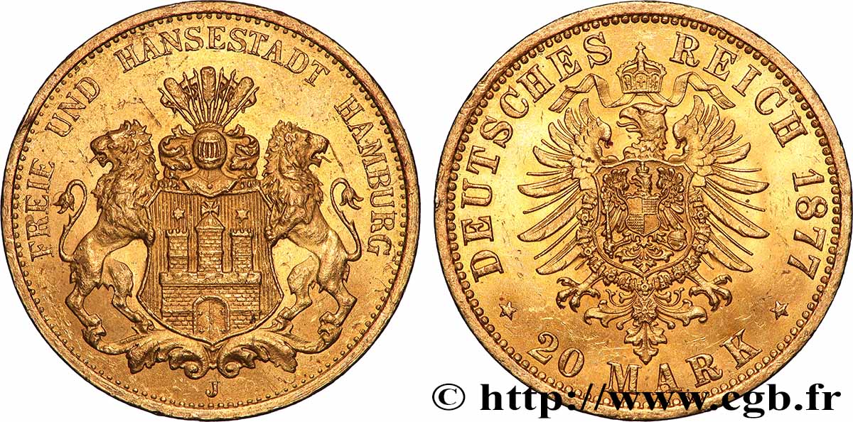 OR, PALLADIUM ET PLATINE INVESTISSEMENT 20 Mark 1877 Hambourg  SPL 