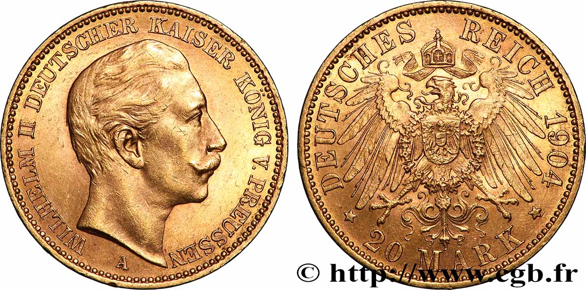 ORO, PALADIO Y PLATINO INVERSIÓN 20 Mark  1904 Berlin EBC 