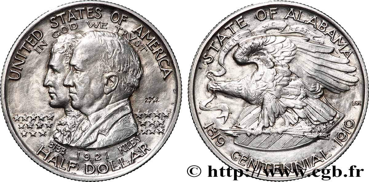 UNITED STATES OF AMERICA 1/2 Dollar Alabama Centennial 1921 Philadelphie AU 