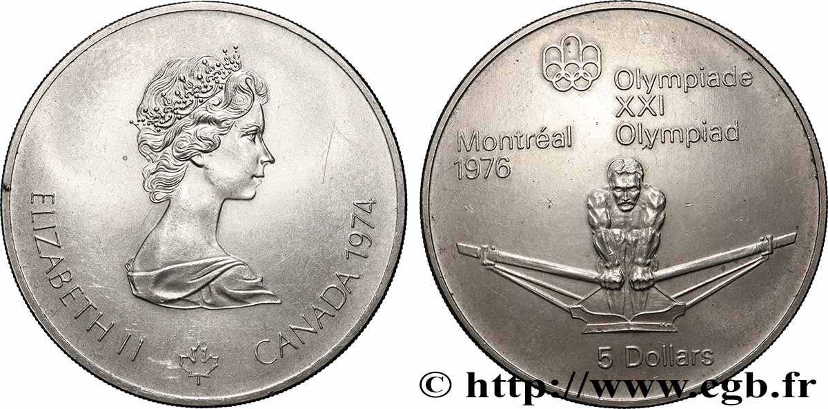 CANADA 5 Dollars JO Montréal 1976 rameur 1974 Ottawa SUP 
