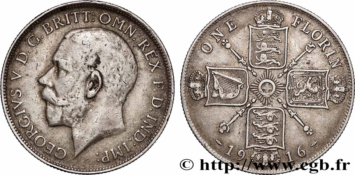 UNITED KINGDOM 1 Florin Georges V 1916 Londres XF 