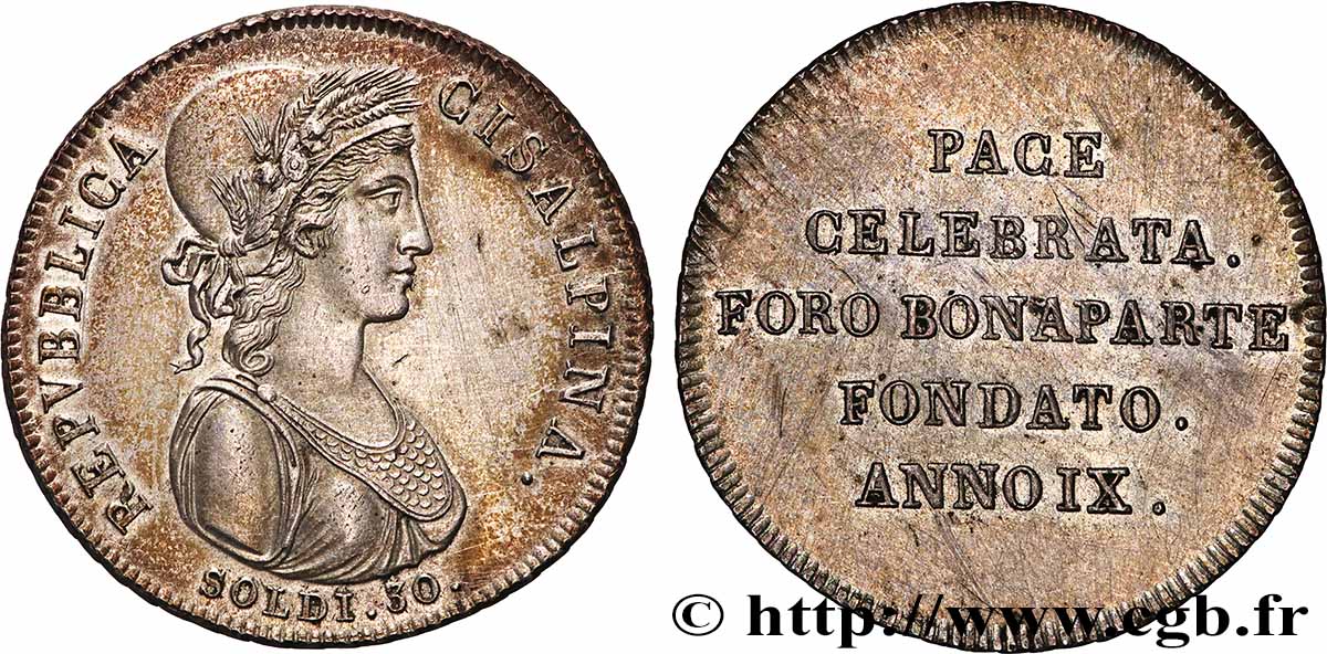 ITALIA - REPUBBLICA CISALPINA 30 soldi an IX (1801) Milan SPL 