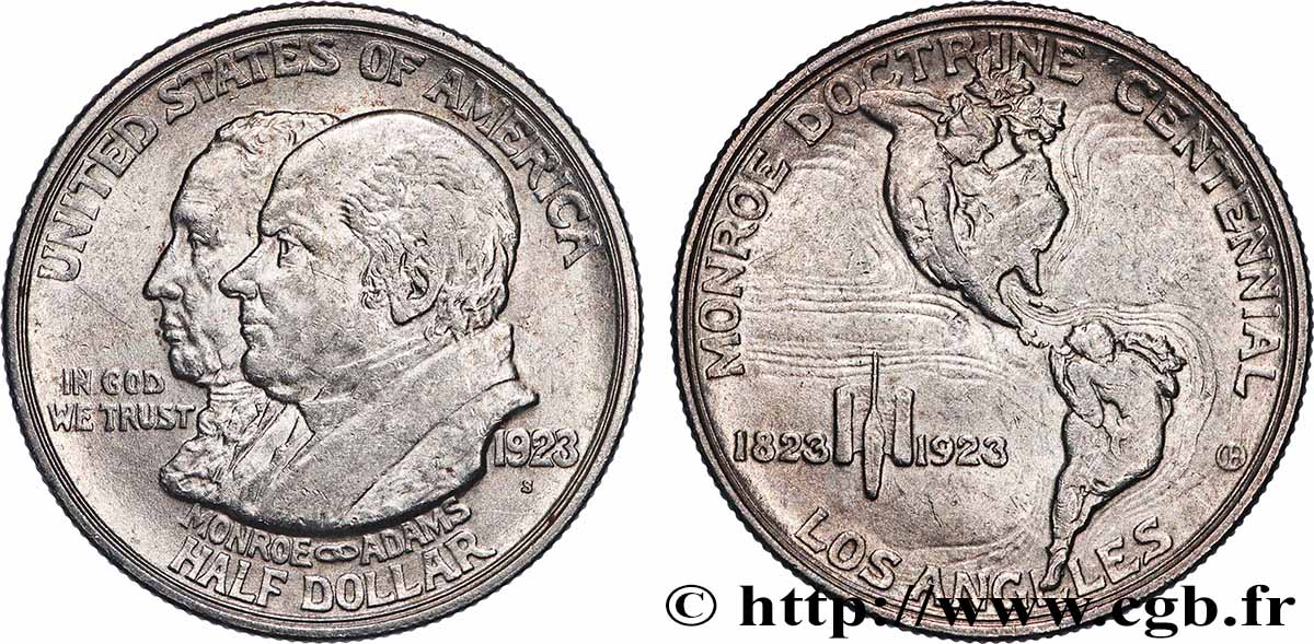 UNITED STATES OF AMERICA 1/2 Dollar centenaire de la doctrine Monroe 1923 San Francisco AU 