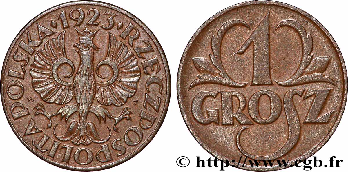POLONIA 1 Grosz 1923 Varsovie BB 