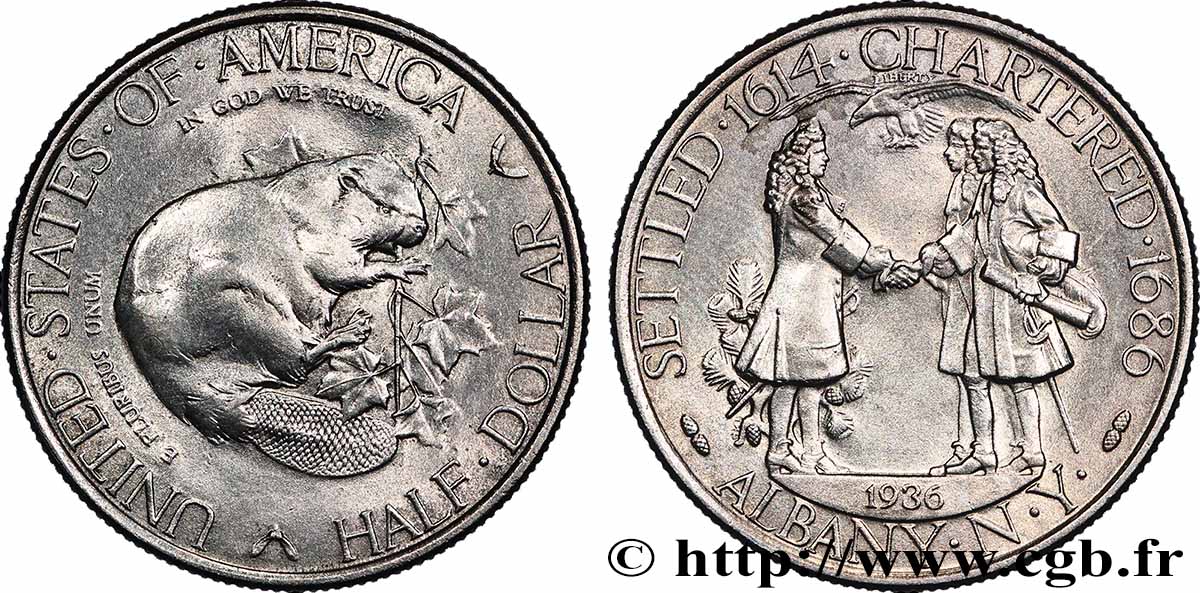 UNITED STATES OF AMERICA 1/2 Dollar Charte d’Albany 1936 Philadelphie AU 