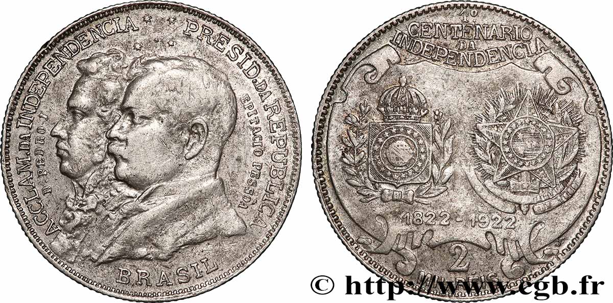 BRÉSIL 2000 Reis centenaire de l’indépendance 1922  TTB 