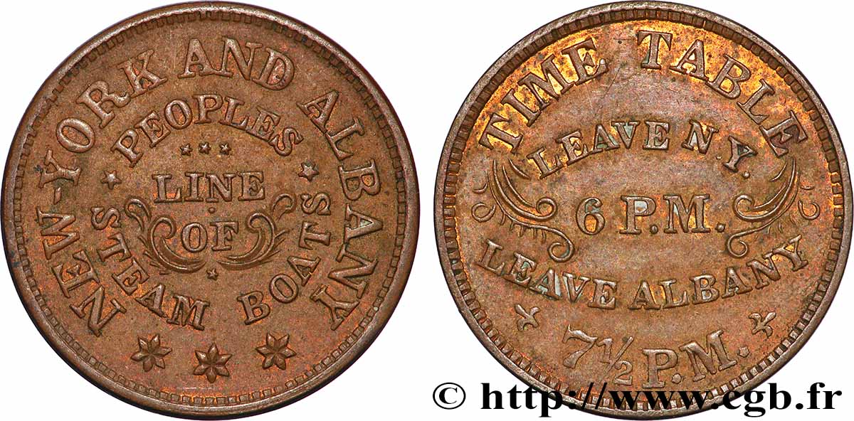 UNITED STATES OF AMERICA 1 Cent (1861-1864) “civil war token”, New York et Albany n.d.  AU 