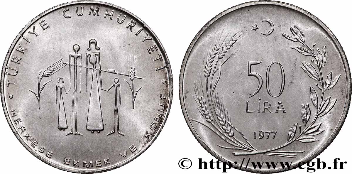 TURQUIE 50 Lira FAO Planning Familial 1977 Istanbul SPL 