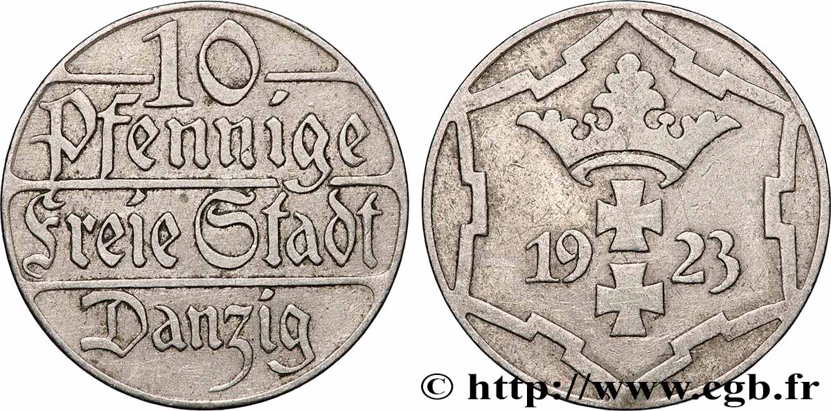 DANZIG (FREIE STADT) 10 Pfennig 1923 Berlin SS 