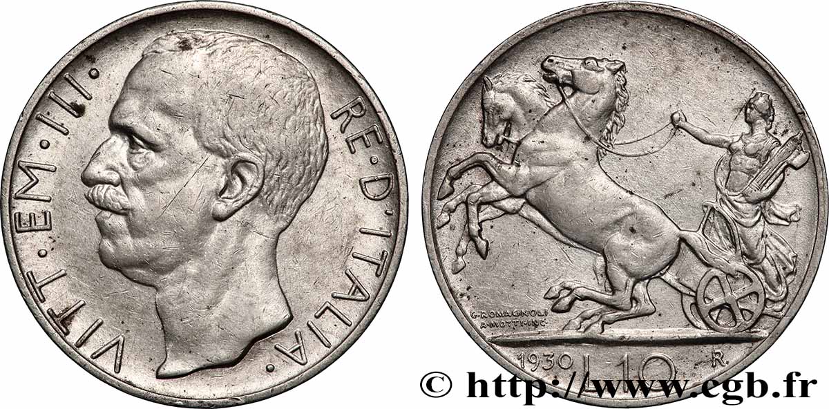 ITALY - KINGDOM OF ITALY - VICTOR-EMMANUEL III 10 Lire  1930 Rome XF 