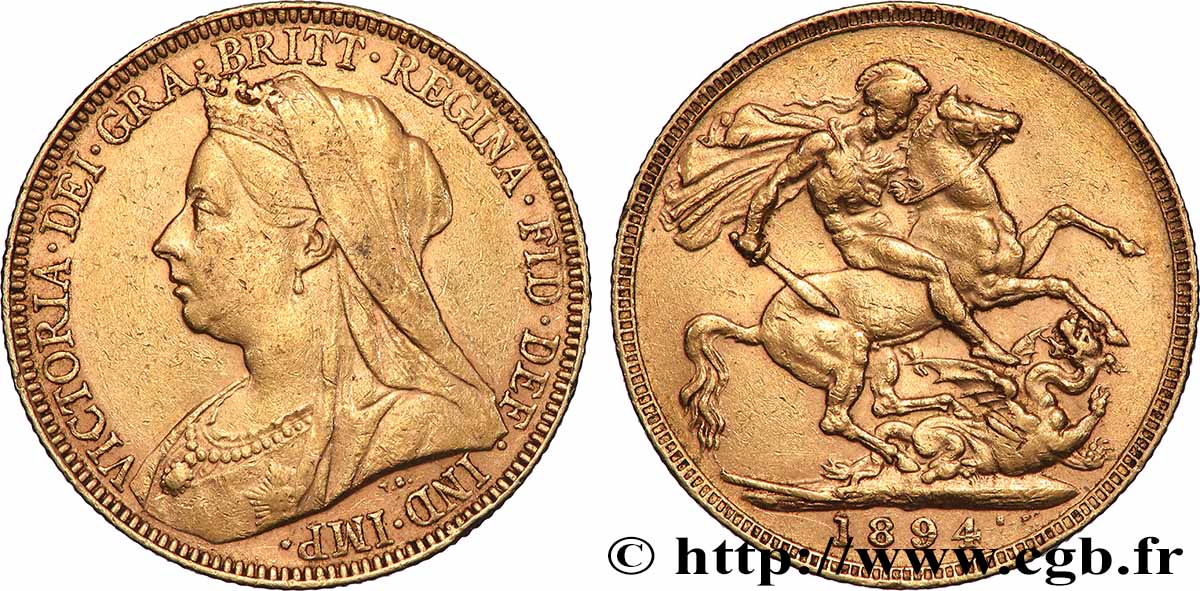 OR, PALLADIUM ET PLATINE INVESTISSEMENT 1 Souverain Victoria type vieille tête 1894 Londres TTB 