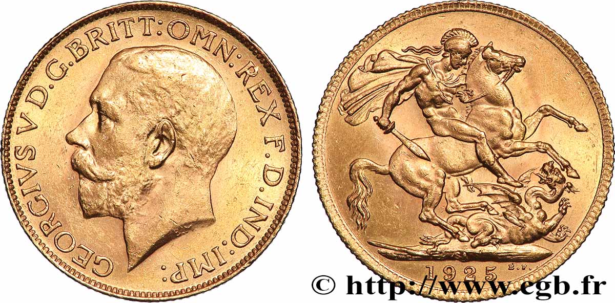 OR, PALLADIUM ET PLATINE INVESTISSEMENT 1 Souverain Georges V 1925 Afrique du Sud SUP 