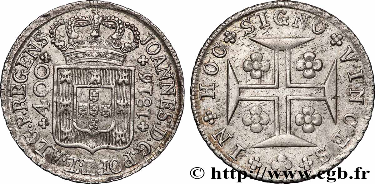 PORTUGAL - ROYAUME DU PORTUGAL - JEAN PRINCE RÉGENT 400 Reis  1816  TTB+ 