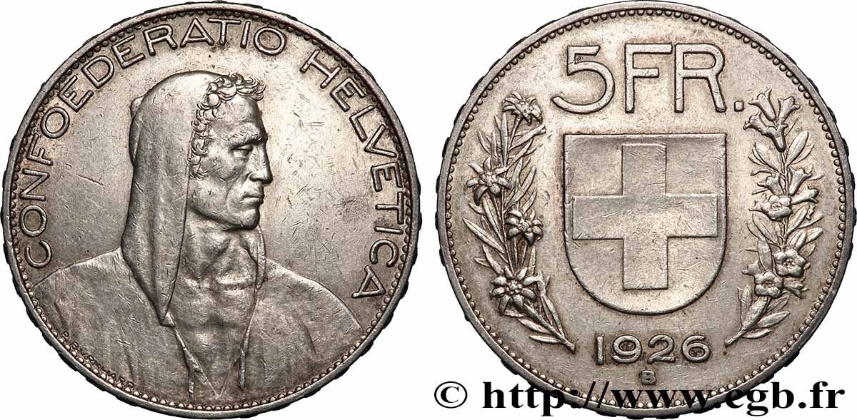 SUISSE 5 Francs Berger 1926 Berne TTB+ 