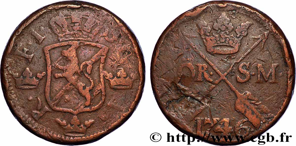 SWEDEN 2 Ore Frédéric Ier 1746  VF 