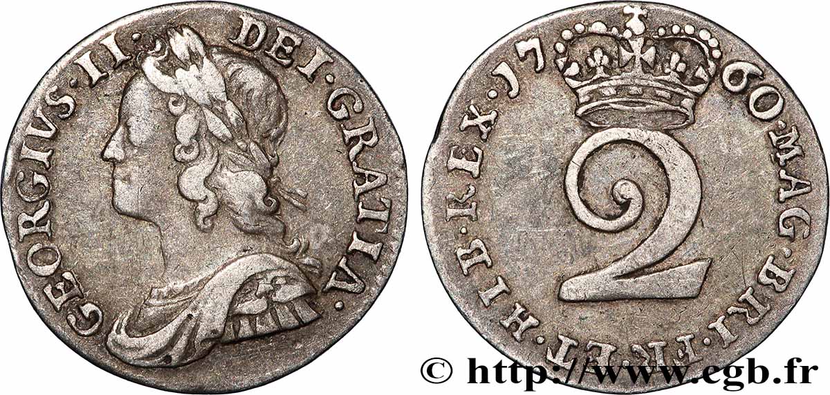 GREAT-BRITAIN - GEORGE II 2 Pence 1760  XF 