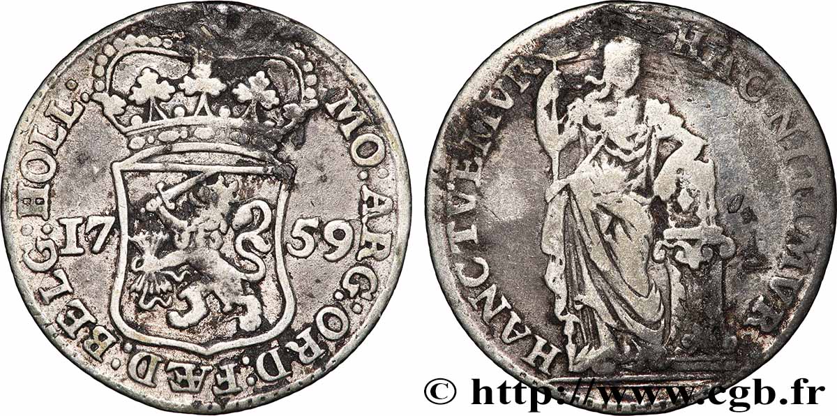 PAYS-BAS - PROVINCES-UNIES 1/4 Gulden Hollande 1759  TB+ 