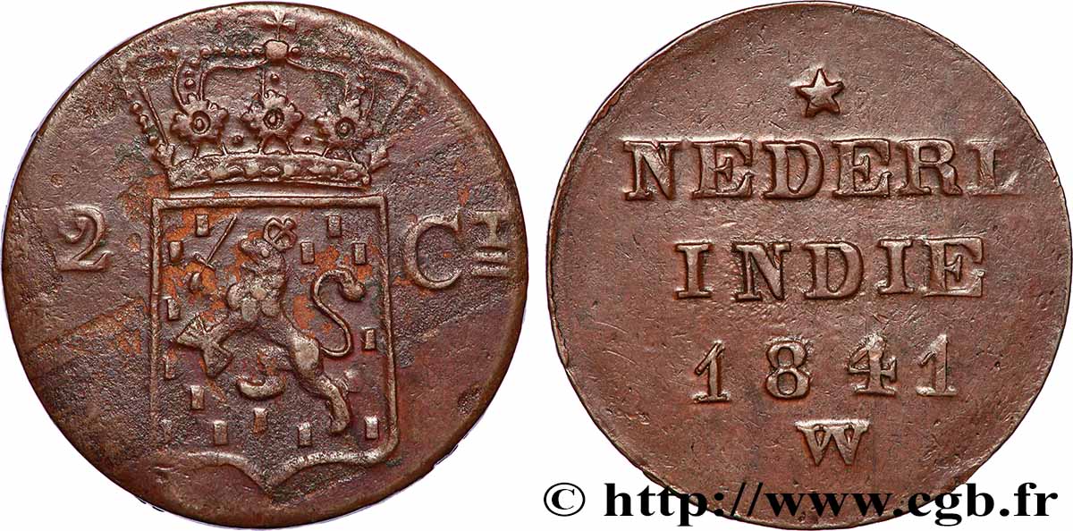 INDES NEERLANDAISES 2 Cents 1841  TTB 