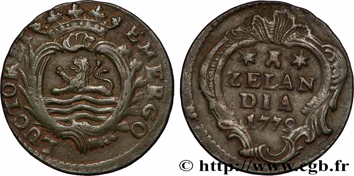 PAYS-BAS - PROVINCES-UNIES 1 Duit Zélande 1779  TTB 