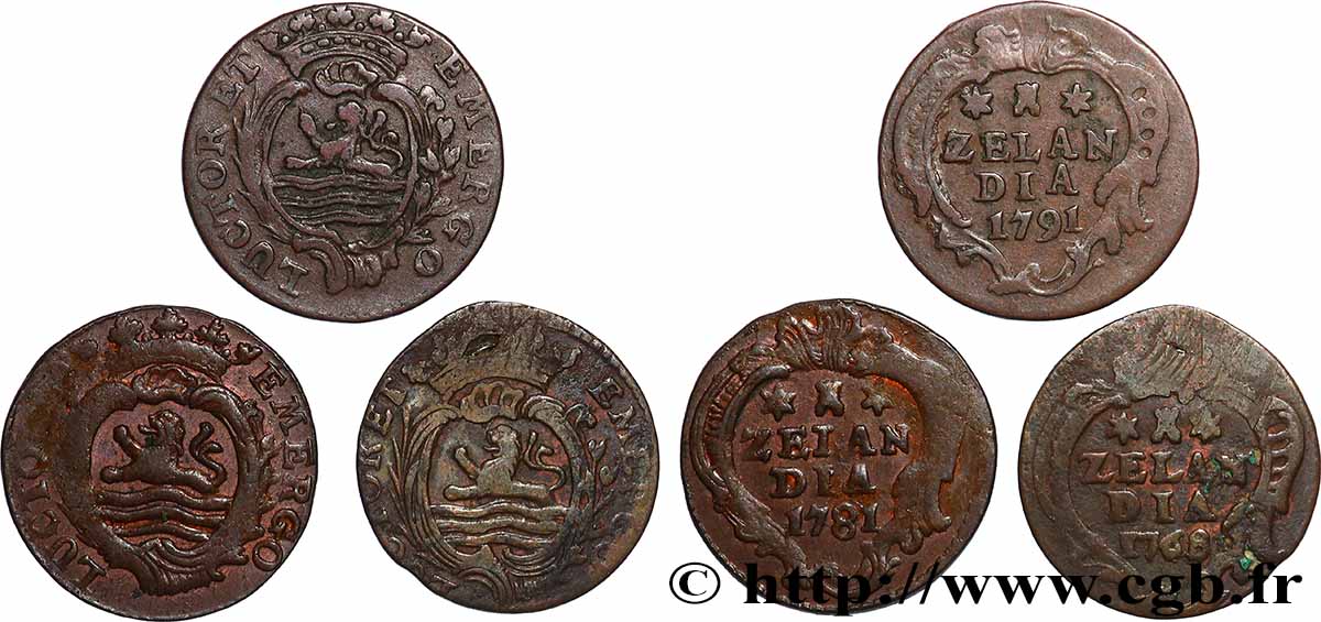 PAYS-BAS - PROVINCES-UNIES Lot 3 x 1 Duit Zélande Années diverses  TB+ 