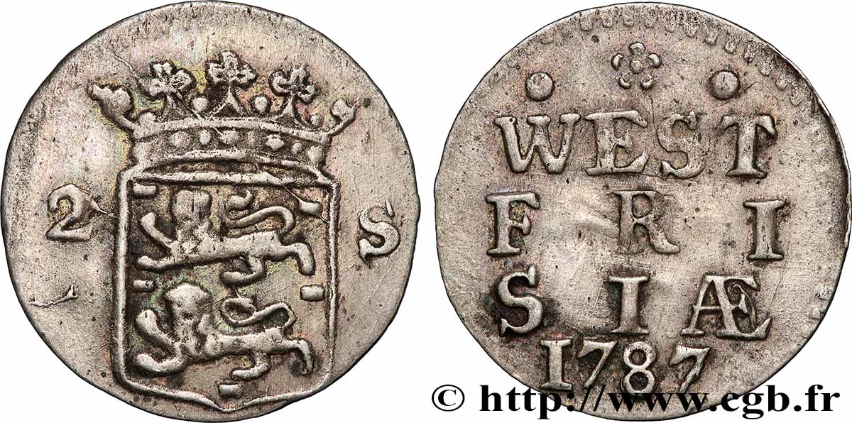 PAYS-BAS - PROVINCES-UNIES - FRISE OCCIDENTALE 2 Stuiver 1787  TB+ 