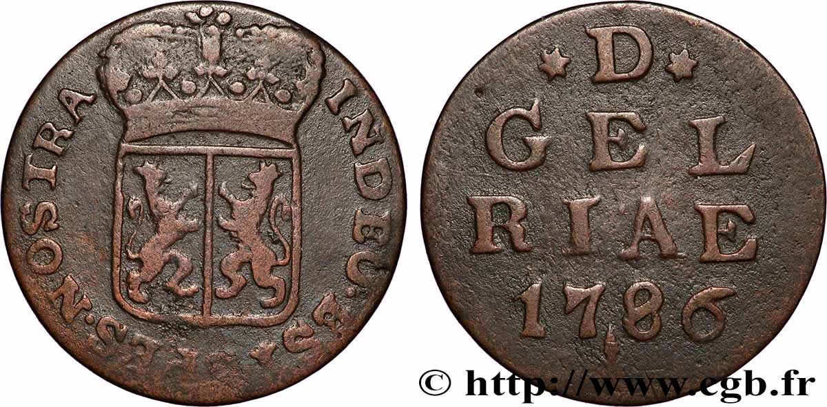 PAYS-BAS - PROVINCES-UNIES 1 Duit Gelderland 1784  TB+ 