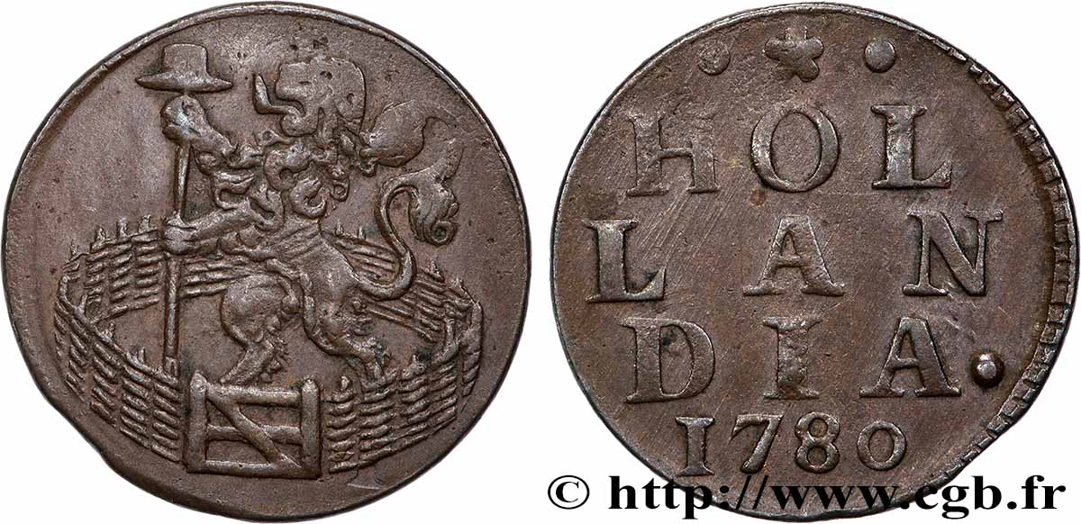 NIEDERLANDE - VEREINIGTEN PROVINZEN 1 Duit Hollande 1780  SS 
