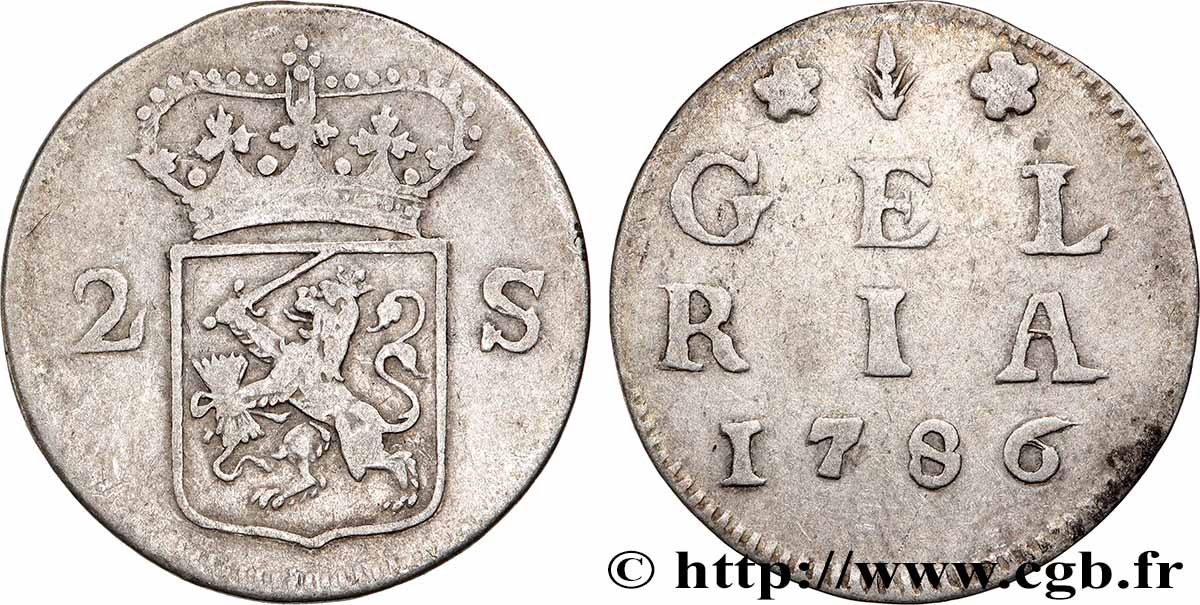 PAESI BASSI - PROVINCE UNITE 2 Stuivers Gueldre 1786  q.BB 