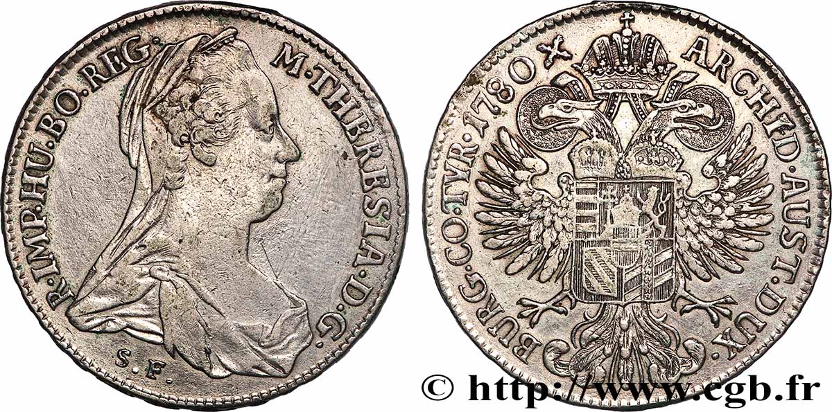 AUSTRIA 1 Thaler Marie-Thérèse 1780 (1780-1840) Guntzbourg VF 