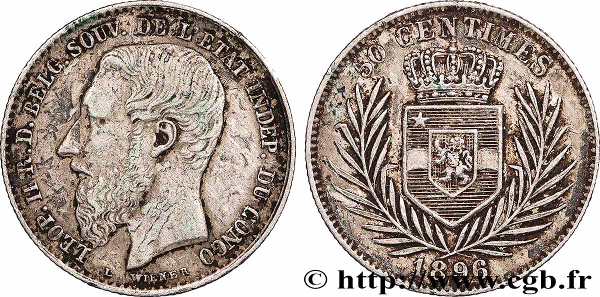 CONGO - ÉTAT INDÉPENDANT DU CONGO 50 Centimes Léopold II 1896  TTB 