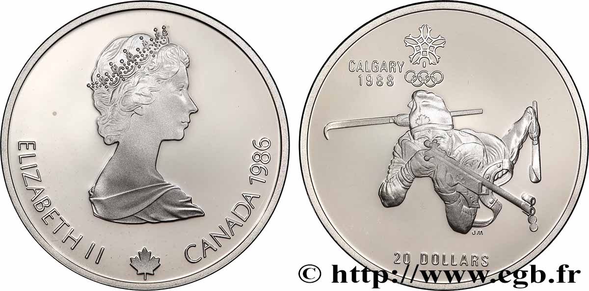 CANADA 20 Dollars Proof JO d’hiver Calgary 1988 - Biathlon 1986 Ottawa MS 