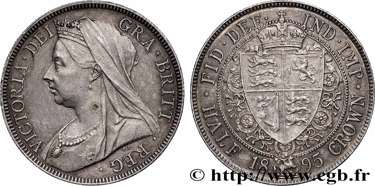 UNITED KINGDOM 1/2 Crown Victoria “Old Head” 1895  AU/AU 