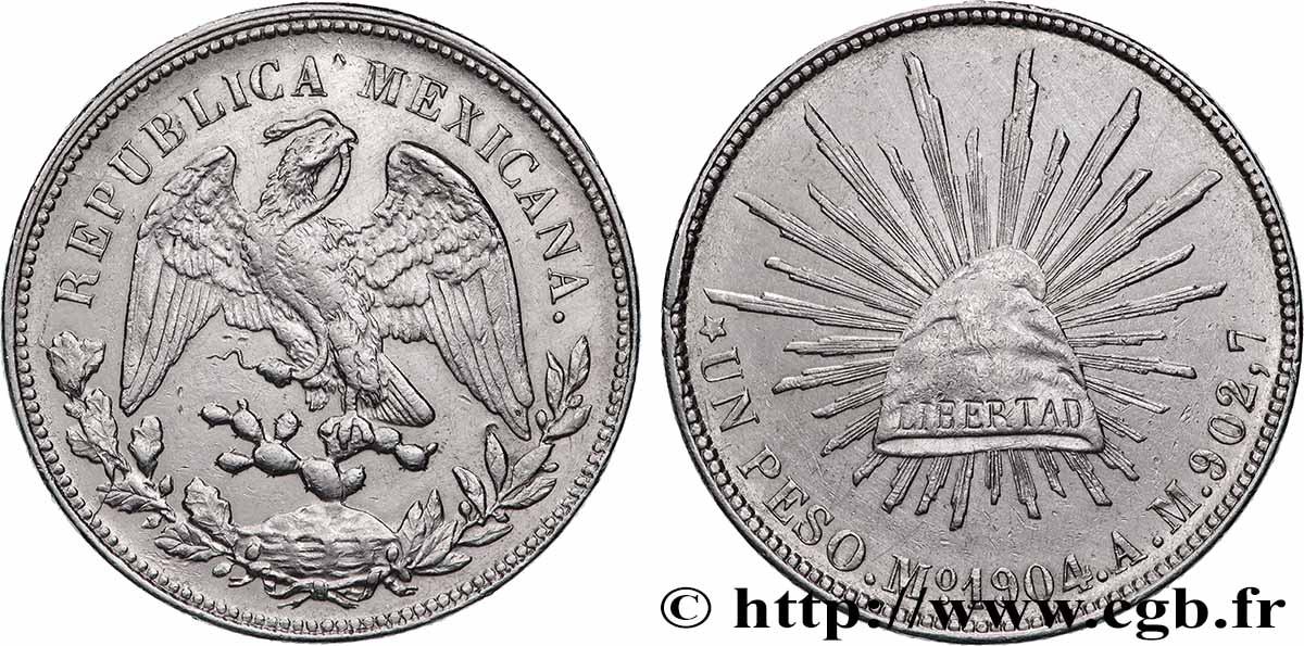 MEXICO 1 Peso 1904 Mexico AU 
