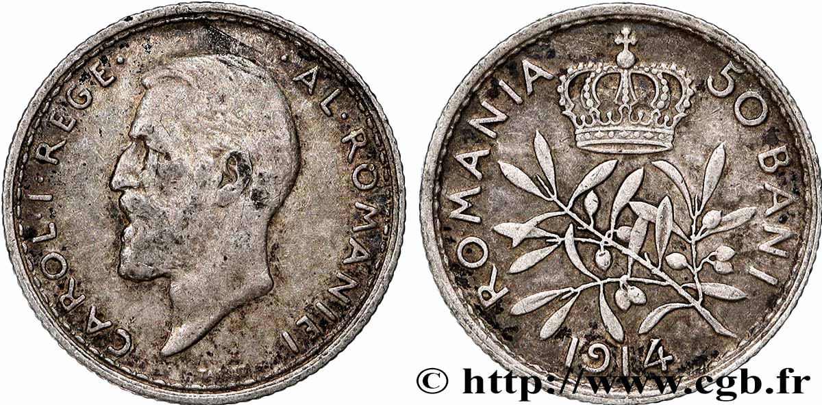 RUMÄNIEN 50 Bani Charles Ier 1914  SS 