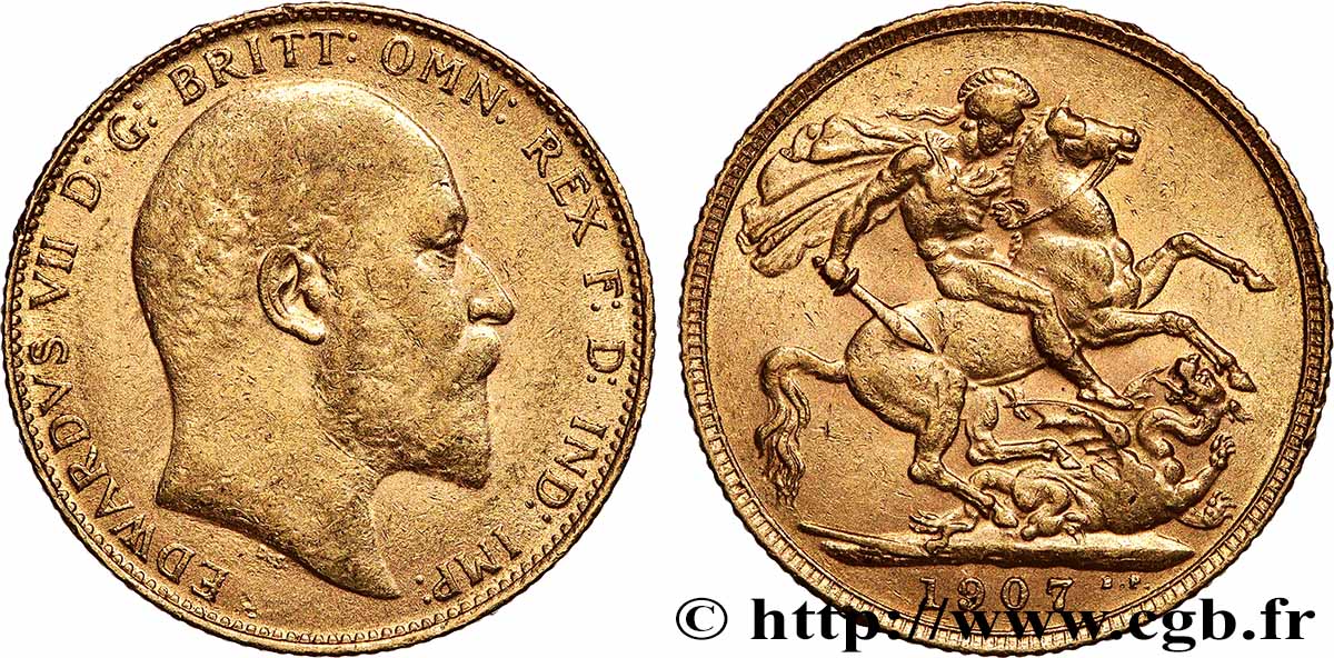 OR, PALLADIUM ET PLATINE INVESTISSEMENT 1 Souverain Edouard VII 1907 Londres TTB 